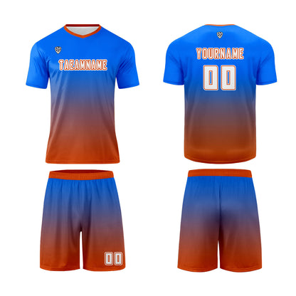 Custom Blue Orange Uniform Jersey Kids Adults Personalized Set Jersey Shirt