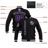 Custom Black Purple White Waterproof Varsity Jackets Personalized Stitched Name Number Logo to Letterman Jackets