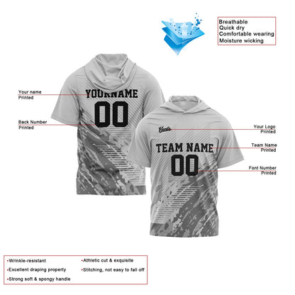 Custom Grey Short Sleeve Hoodies for Men Women Shirts with Hoods Printed Name Logo