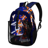 Customize Blue Orange Sports Backpacks Featuring Personalized Names, Numbers and Logos