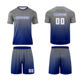 Custom Gray Blue Uniform Jersey Kids Adults Personalized Set Jersey Shirt