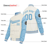 Custom Cream White Blue Varsity Jackets for Men Women Youth Personalized Letterman Jackets