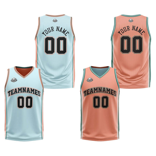 Custom Light Green Light Orange Reversible Basketball Suit for Adults and Kids Personalized Jersey