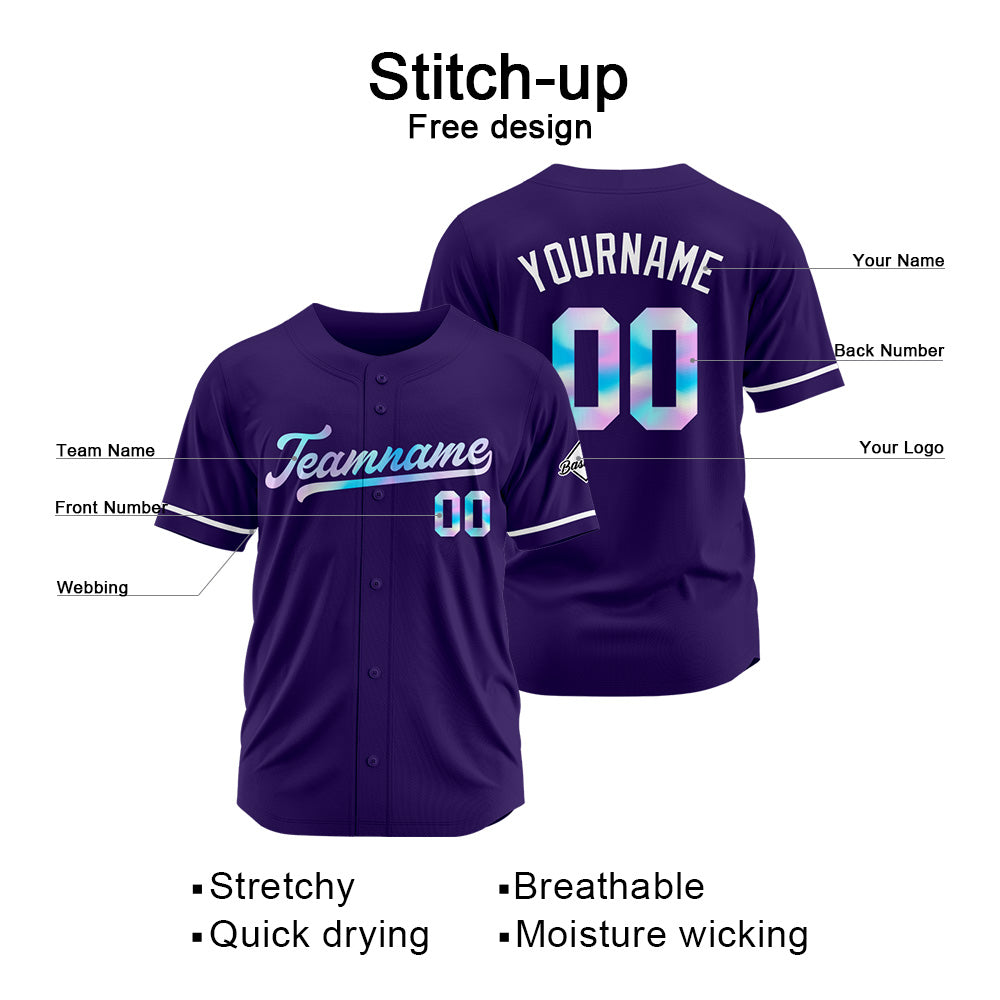 Custom Purple Baseball Jersey Stitched Design Personalized Hip Hop Baseball Shirts