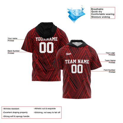 Custom Black Red Short Sleeve Hoodies for Men Women Shirts with Hoods Printed Name Logo