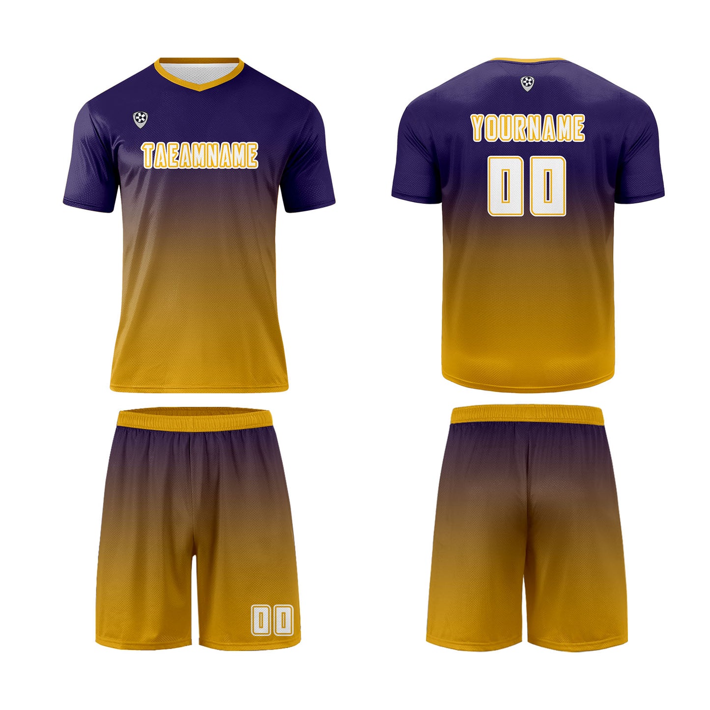 Custom Dark Purple Yellow Uniform Jersey Kids Adults Personalized Set Jersey Shirt