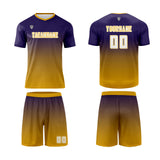 Custom Dark Purple Yellow Uniform Jersey Kids Adults Personalized Set Jersey Shirt