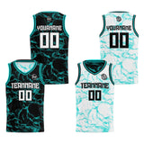 Custom Black Teal Reversible Basketball Suit for Adults and Kids Personalized Jersey