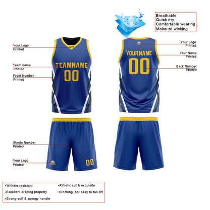 Custom Royal Black Reversible Basketball Jersey Uniform Suit Printed Your Logo Name Number