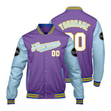 Custom Purple Blue Varsity Jackets for Men Women Youth Personalized Letterman Jackets