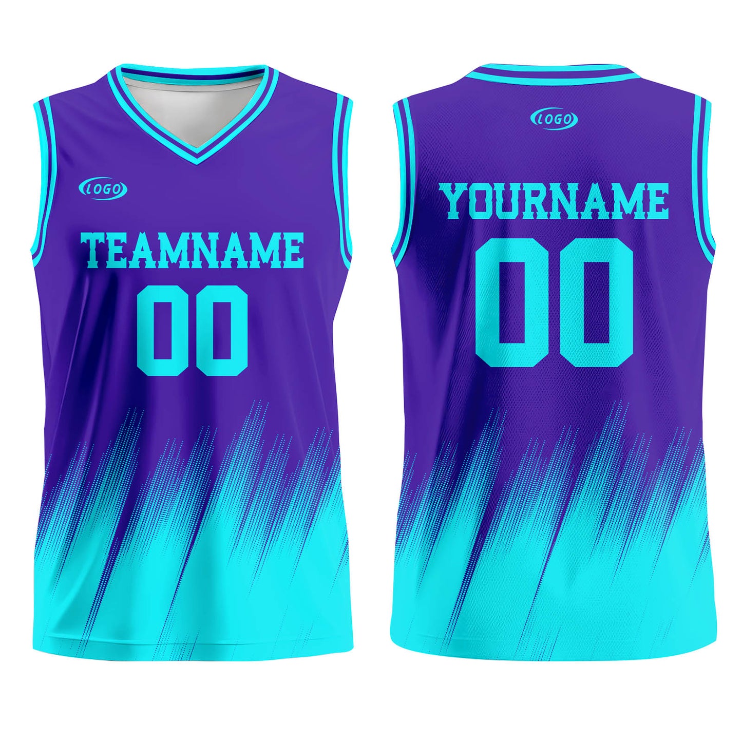Custom Purple Bright Blue Basketball Jersey Uniform Suit Printed Your Logo Name Number