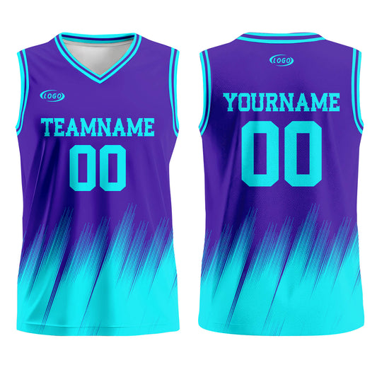 Custom Purple Bright Blue Basketball Jersey Uniform Suit Printed Your Logo Name Number