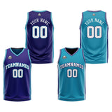 Custom Purple Teal Reversible Basketball Suit for Adults and Kids Personalized Jersey