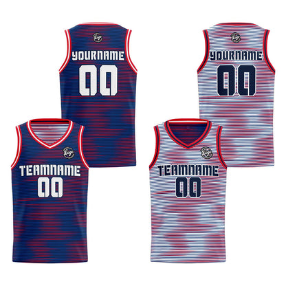 Custom Blue Red Reversible Basketball Suit for Adults and Kids Personalized Jersey