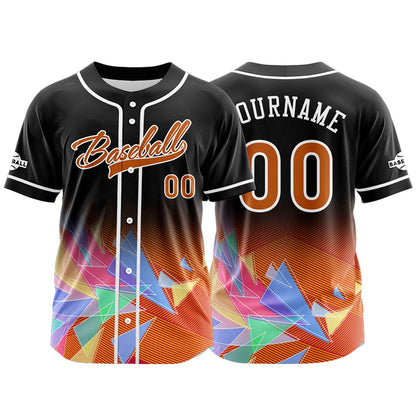 Custom Black Orange Button Down Baseball Jersey for Men Women Adult Youth Print Name Number Logo