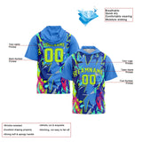 Custom Blue Neon Green Short Sleeve Hoodies for Men Women Shirts with Hoods Printed Name Logo