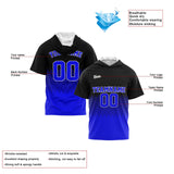 Custom Black Royal Hooded T-Shirt Short Sleeve Hoodies for Men Women Shirts with Hoods Printed Name Logo