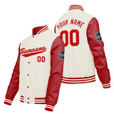 Custom Cream White Red Varsity Jackets for Men Women Youth Personalized Letterman Jackets