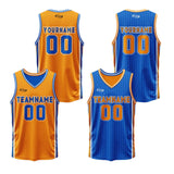 Custom Orange Blue Reversible Basketball Suit for Adults and Kids Personalized Jersey