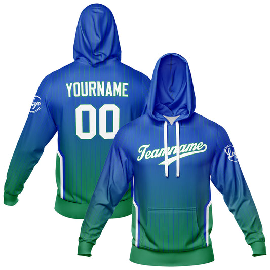 Custom Blue Green Sports hoodie Sweatshirt Set for Men Women Youth Tops and Pants Set Tracksuit