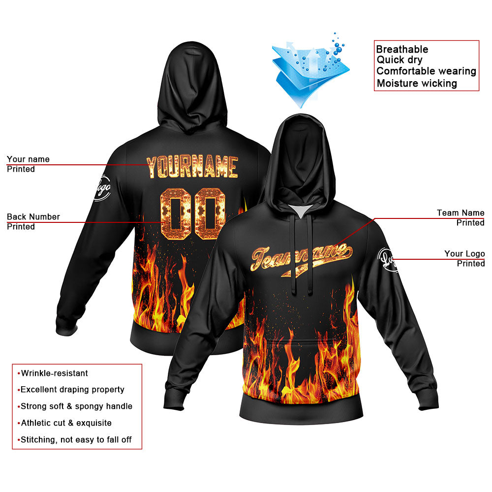 Custom Black Gold Sports hoodie Sweatshirt Set for Men Women Youth Tops and Pants Set Tracksuit