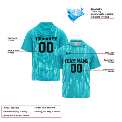 Custom Teal Short Sleeve Hoodies for Men Women Shirts with Hoods Printed Name Logo