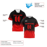 Custom Black Red Hooded T-Shirt Short Sleeve Hoodies for Men Women Shirts with Hoods Printed Name Logo