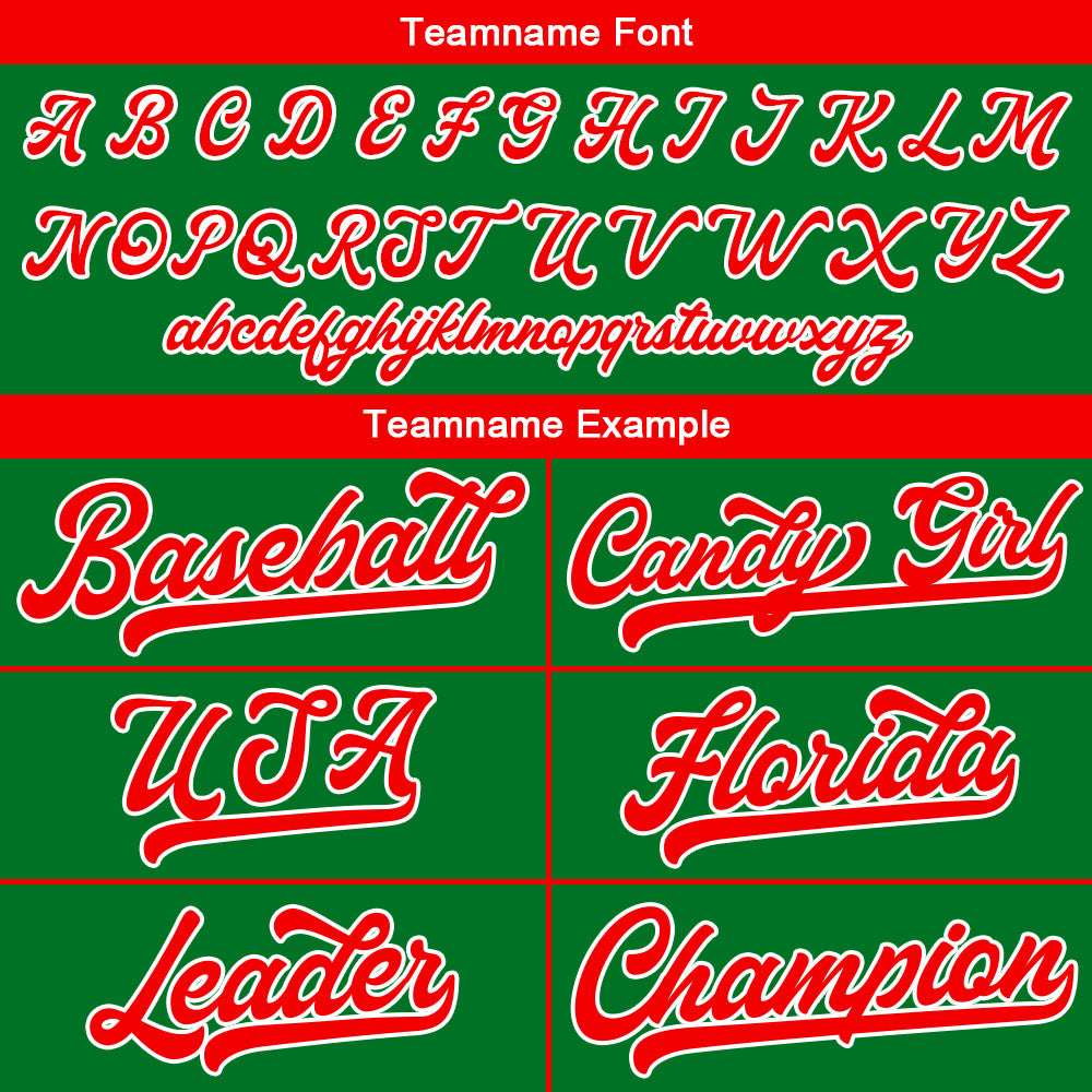 Custom Baseball Jersey Stitched Design Personalized Hip Hop Baseball Shirts Kelly Green-Red