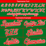 Custom Baseball Jersey Stitched Design Personalized Hip Hop Baseball Shirts Kelly Green-Red
