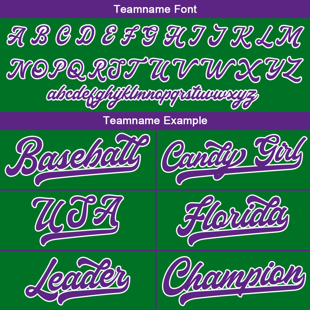 Custom Baseball Jersey Stitched Design Personalized Hip Hop Baseball Shirts Kelly Green-Purple