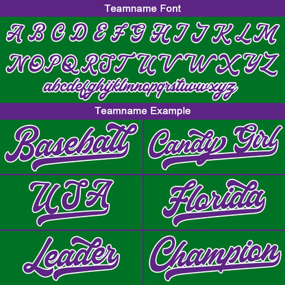 Custom Baseball Jersey Stitched Design Personalized Hip Hop Baseball Shirts Kelly Green-Purple