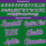 Custom Baseball Jersey Stitched Design Personalized Hip Hop Baseball Shirts Kelly Green-Purple