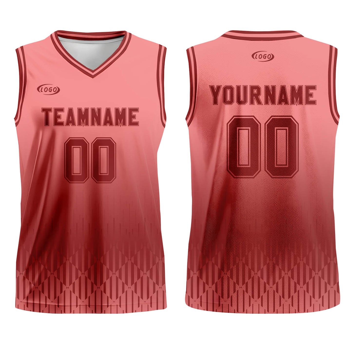 Custom Pink Red Gradient Basketball Jersey Uniform Suit Printed Your Logo Name Number