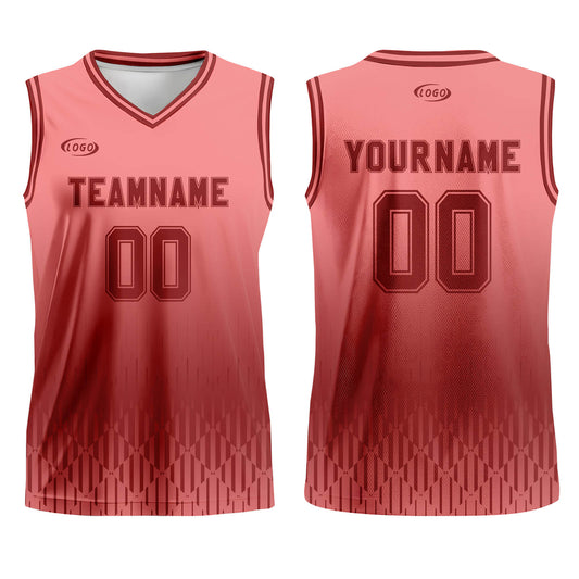 Custom Pink Red Gradient Basketball Jersey Uniform Suit Printed Your Logo Name Number