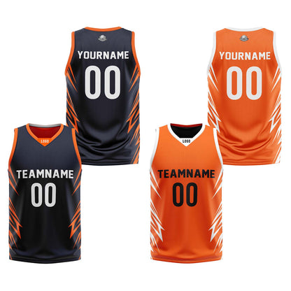 Custom Black Orange Reversible Basketball Jersey Uniform Suit Printed Your Logo Name Number