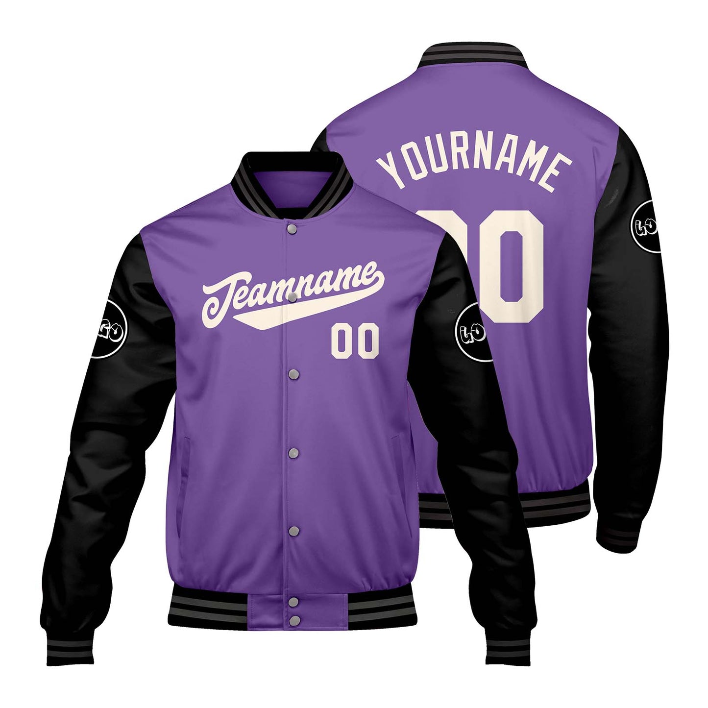 Custom Purple Black Varsity Jackets for Men Women Youth Personalized Letterman Jackets