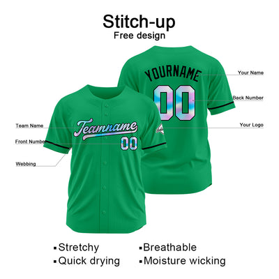 Custom Green Baseball Jersey Stitched Design Personalized Hip Hop Baseball Shirts