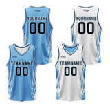 Custom Blue White Reversible Basketball Suit for Adults and Kids Personalized Jersey