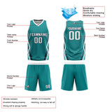 Custom Teal White Reversible Basketball Jersey Uniform Suit Printed Your Logo Name Number