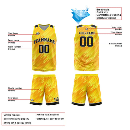 Custom Strip-Type Yellow Reversible Basketball Suit for Adults and Kids Personalized Jersey