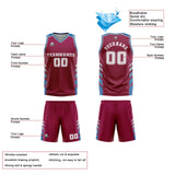 Custom Burgundy White Blue Reversible Basketball Suit for Adults and Kids Personalized Jersey