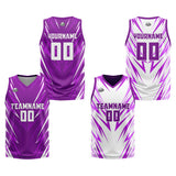 Custom Triangle Purple Reversible Basketball Suit for Adults and Kids Personalized Jersey