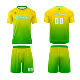 Custom Yellow Green Uniform Jersey Kids Adults Personalized Set Jersey Shirt