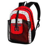 Customize Red Sports Backpacks Featuring Personalized Names, Numbers and Logos