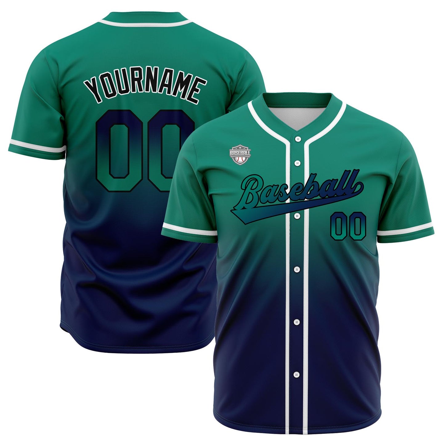 Custom Gradient Baseball Jerseys Personalized Name Number Logo