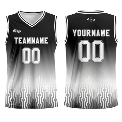 Custom Black White Gradient Basketball Jersey Uniform Suit Printed Your Logo Name Number