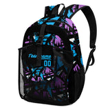 Customize Light Blue Purple Sports Backpacks Featuring Personalized Names, Numbers and Logos