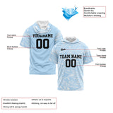 Custom Light Blue Short Sleeve Hoodies for Men Women Shirts with Hoods Printed Name Logo