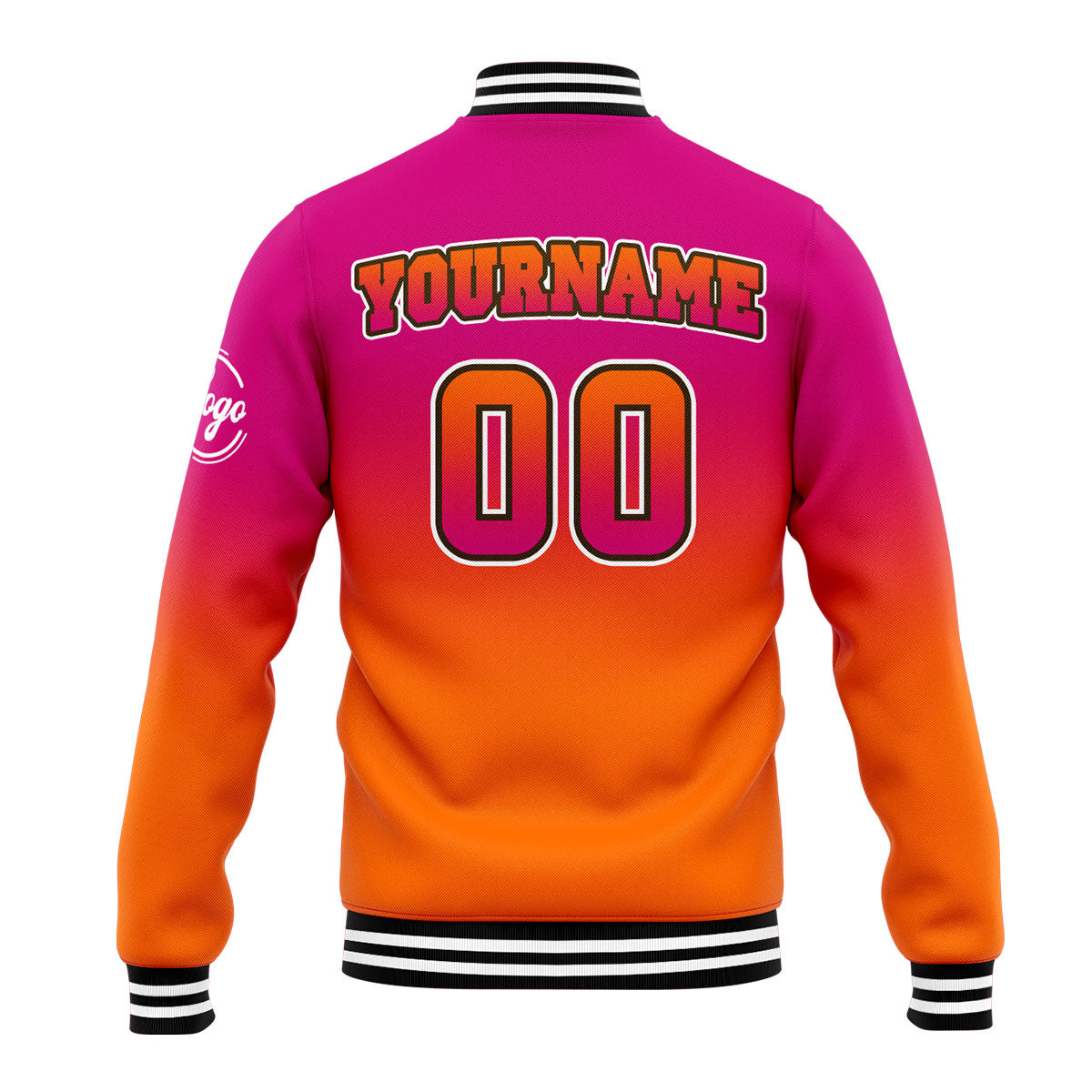 Custom Gradient Varsity Jacket Letterman jacket for Men, Women and Youth Rose Orange