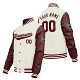 Custom Cream White Red Varsity Jackets for Men Women Youth Personalized Letterman Jackets